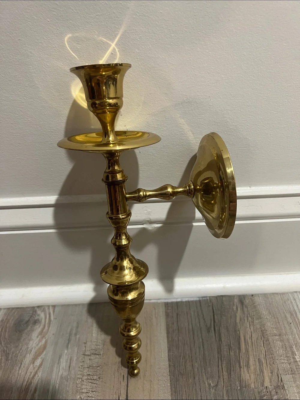 Vintage Brass Wall-Mounted Candle Sconce Holder